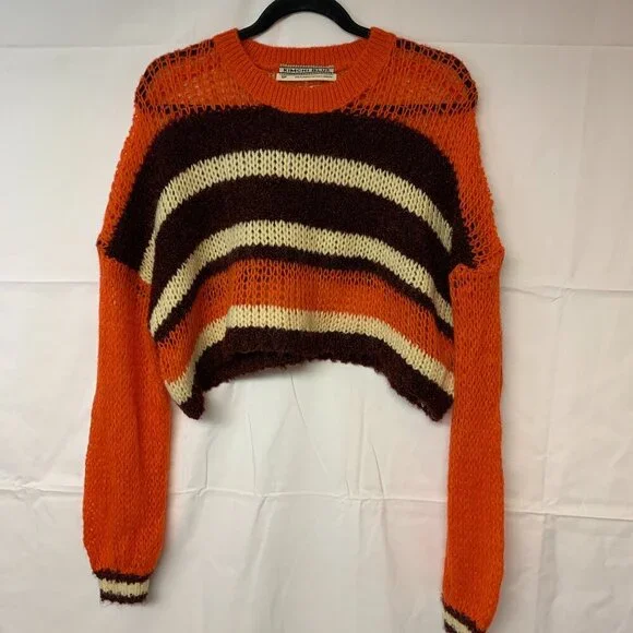 Kimchi Blue Sweater cropped open knit dropped shoulder boxy y2k Boho Womens SZ S - Picture 1 of 8